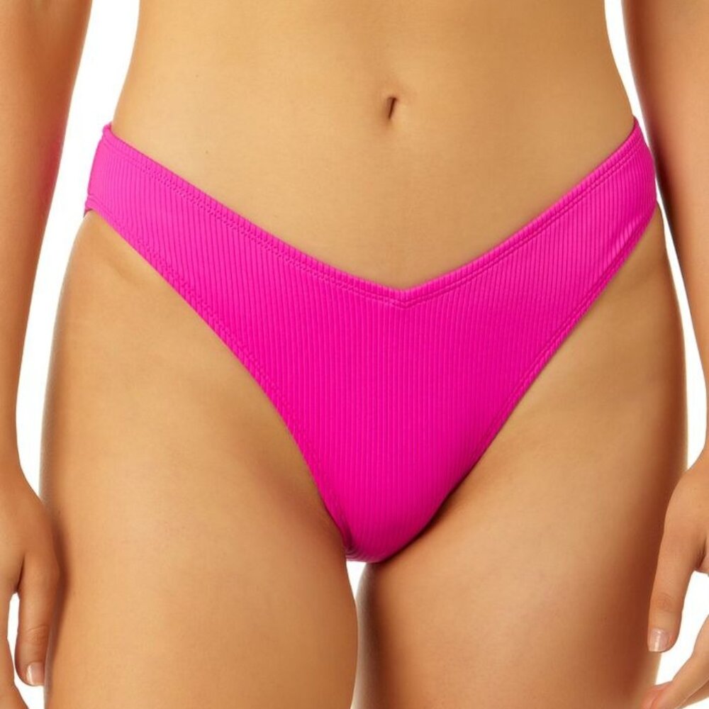 Salt + Cove Juniors' V-Front Ribbed Hipster Bikini Bottom - Pink Size S NWT